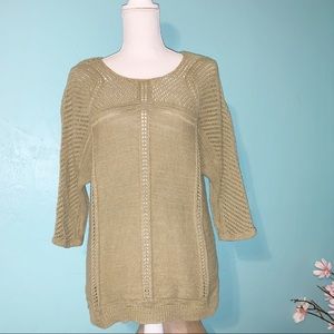 Prana Olive Green Crochet Sweater Top Medium